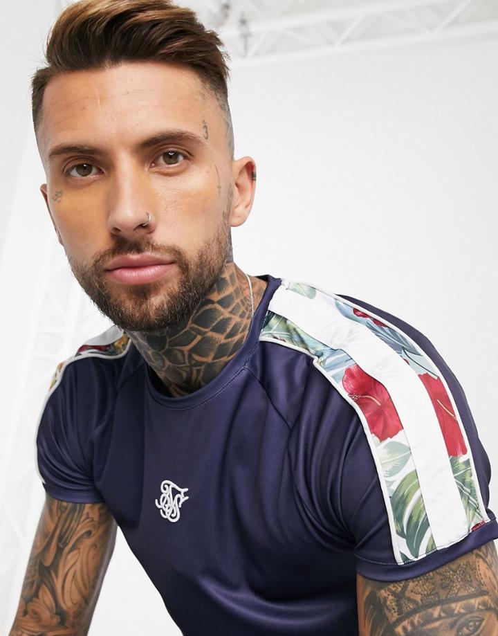 Siksilk Curved Hem Raglan T-shirt In Blue-blues