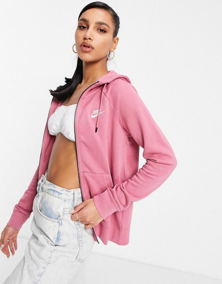 Nike Essential Full-zip Hoodie In Berry-green