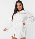 In The Style Plus X Lorna Luxe Bell Sleeve Shirt Dress With Cotton Trim In Cream-white