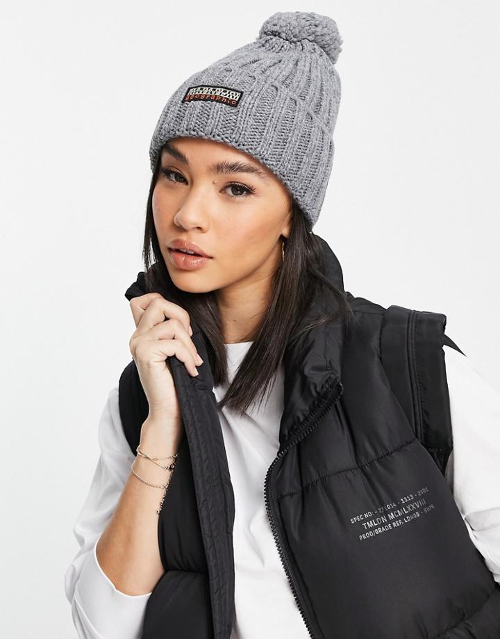 Napapijri Fea Pom Beanie In Gray-grey