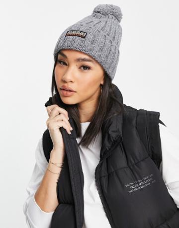 Napapijri Fea Pom Beanie In Gray-grey