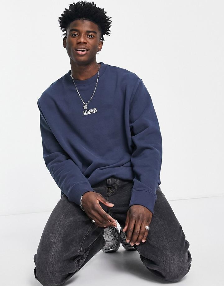 Allsaints State Crew Neck Sweatshirt In Blue