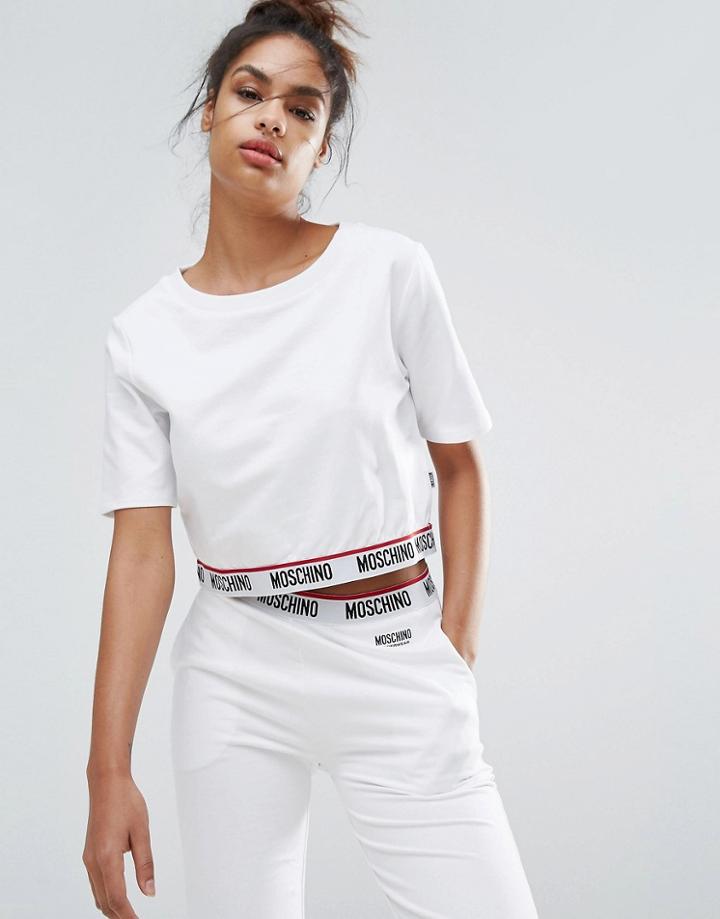 Moschino Logo Crop Top - White