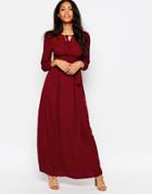 Daisy Street Maxi Dress With Lace Inserts - Burgundy