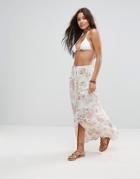Billabong Button Front Maxi Beach Skirt In Vintage Floral - Multi