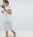 Maya Plus Premium Tulle Layered Midi Bridesmaid Skirt - Blue