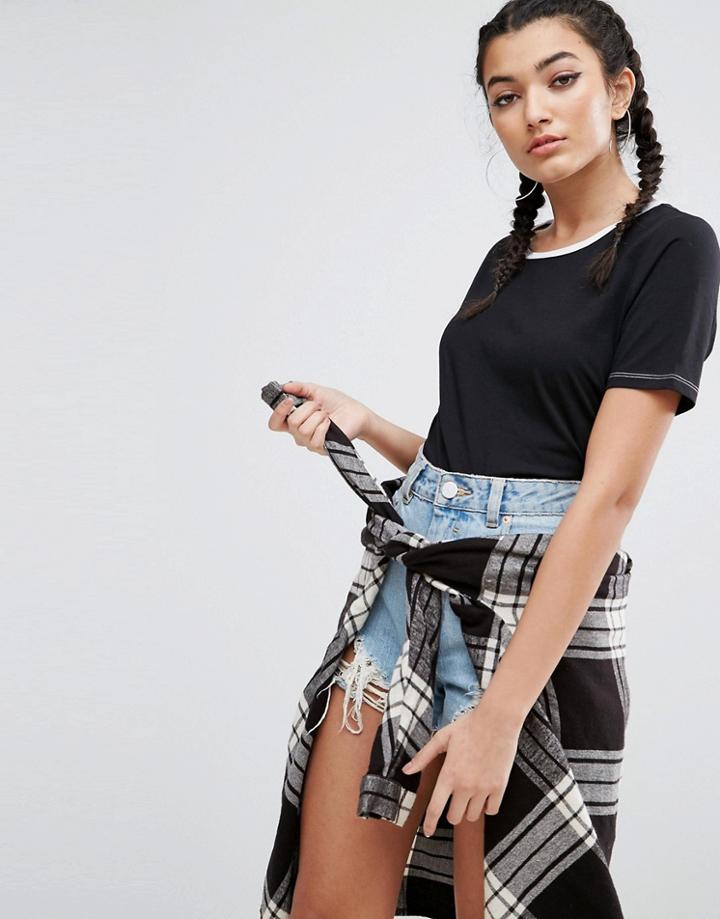 Asos T-shirt With Tipped Detail - Black