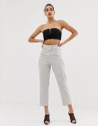 Boohoo Waist Detail Pants With Patch Pockets In Gray - Gray