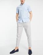 Asos Design Tapered Smart Pants In Gray Stripe Linen-grey