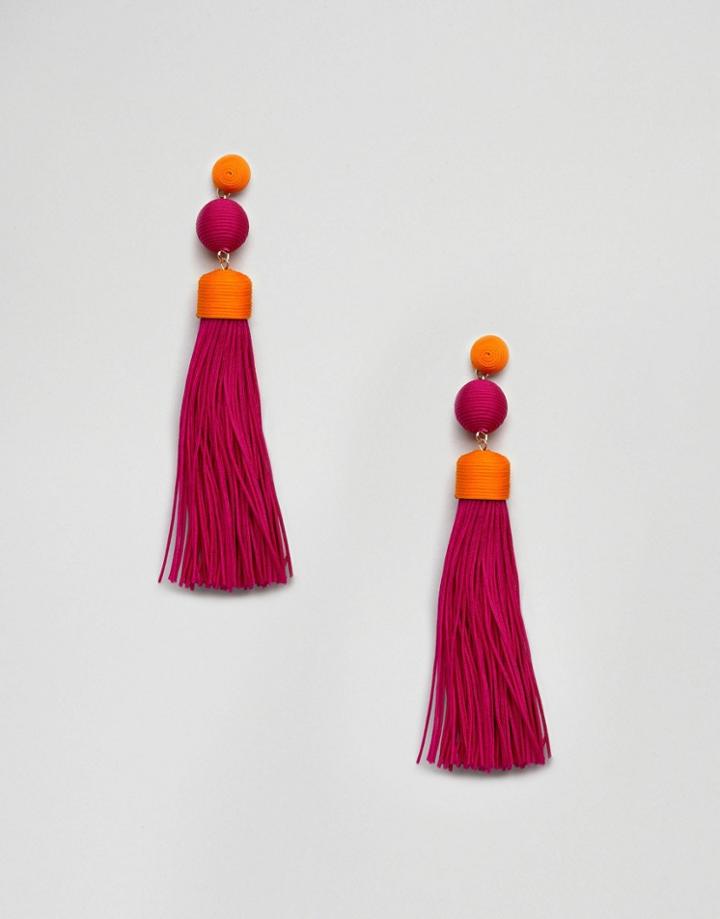 Asos Design Multicolor Tassel Earrings - Multi
