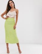 Asos Edition Embellished Midi Skirt - Green