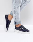 Puma Basket Platform Patent Sneaker - Black