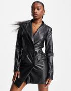 Naanaa Oversized Blazer Dress In Black
