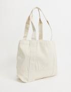 Asos Design Heavyweight Tote Bag In Off White Canvas-neutral