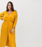 Asos Design Curve Jacquard Midi Skater Dress With Ruched Panel-multi