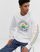 Converse Pride Crew Fleece In White-black