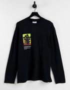Topman Oversized Long Sleeve T-shirt With Sunflower Print In Black
