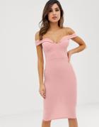 Ax Paris Bardot Bodycon Dress - Pink