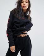 Wasted Paris Oversized Skate Hoodie With Arm Print Co-ord - Black