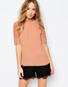 Y.a.s Faye Top With Lace Sleeves - Rose Dawn