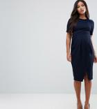 Asos Design Maternity Double Layer Textured Smart Dress-navy
