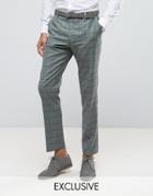 Heart & Dagger Slim Suit Pant In Summer Wedding Check - Green
