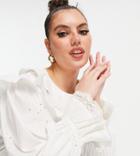 River Island Plus Oversized Frill Collar Blouse In White