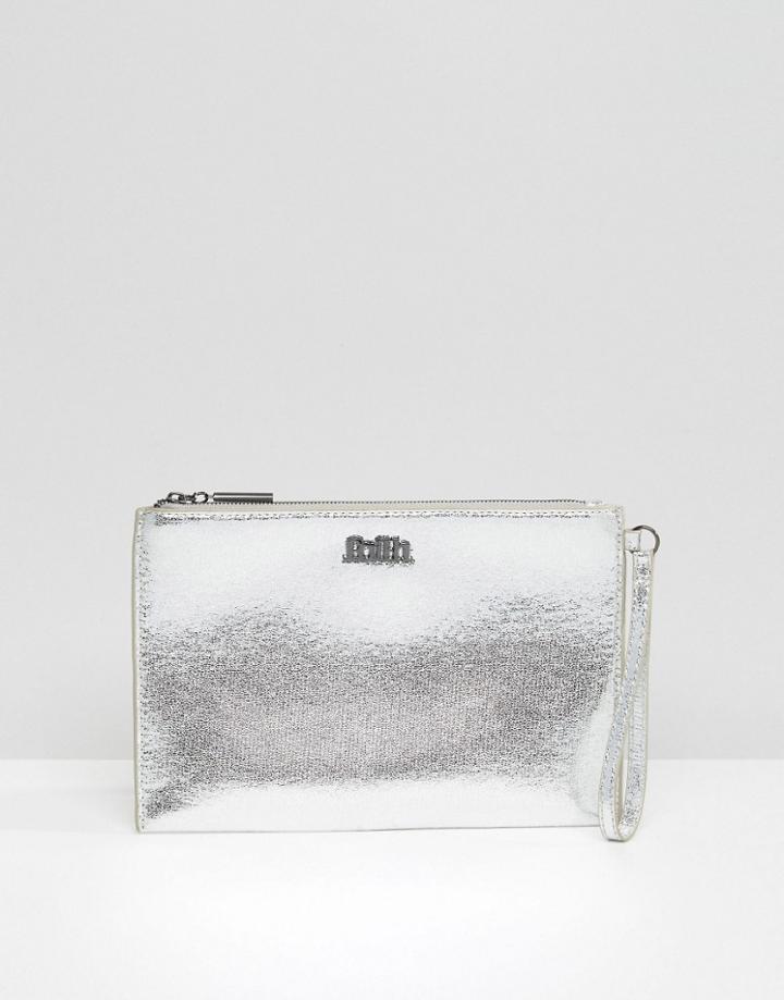 Faith Metallic Zip Pouch Clutch Bag - Silver
