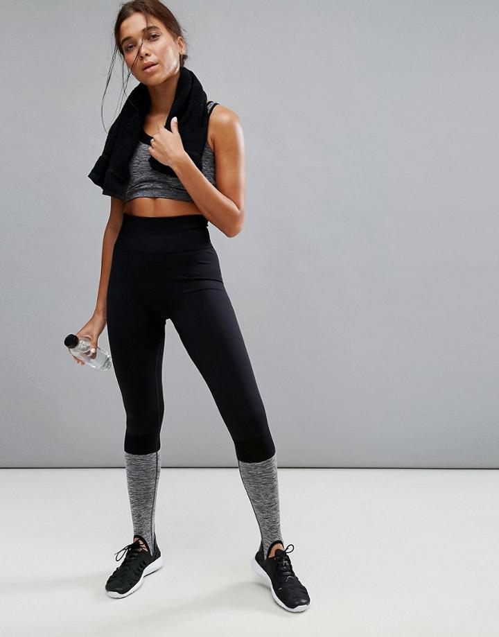 Kisaiya Yoga Black And Gray Contrast Leggings - Black