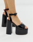 Lamoda Black Patent Platform Heeled Sandals - Black