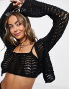 Asos Design Crochet Top In Black - Part Of A Set