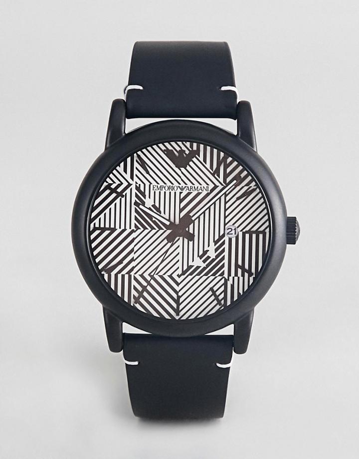 Emporio Armani Ar11136 Luigi Leather Watch - Black