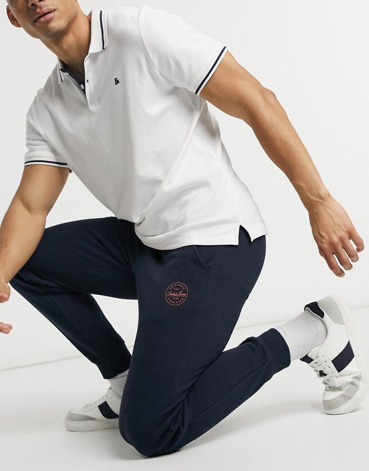 Jack & Jones Intelligence Slim Sweatpants In Navy