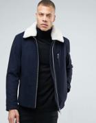 Adpt Jacket With Fleece Collar And Two Way Zip - Navy