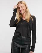 Whistles Long Sleeve Sparkle Top In Black
