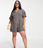 Vero Moda Curve Flutter Sleeve Romper In Khaki-green