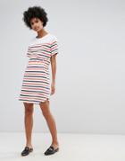 Warehouse Waisted Stripe T-shirt Dress - Multi