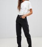 Weekday Rigid High Waist Mom Jean With Organic Cotton In Black - Black