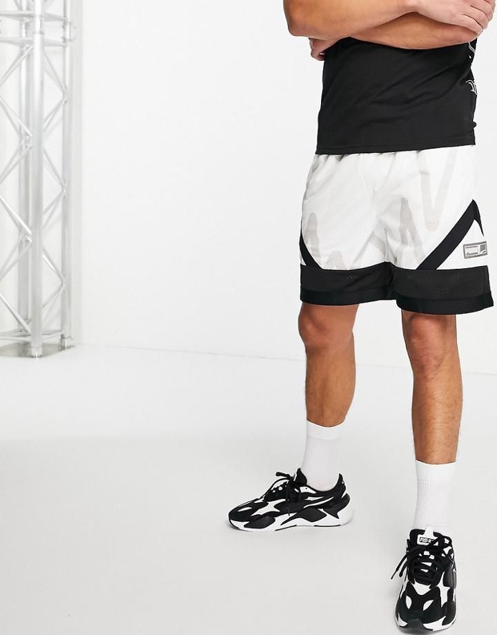 Puma Hoops Jaw Print Mesh Shorts In White