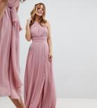 Tfnc Petite Pleated Maxi Bridesmaid Dress - Pink