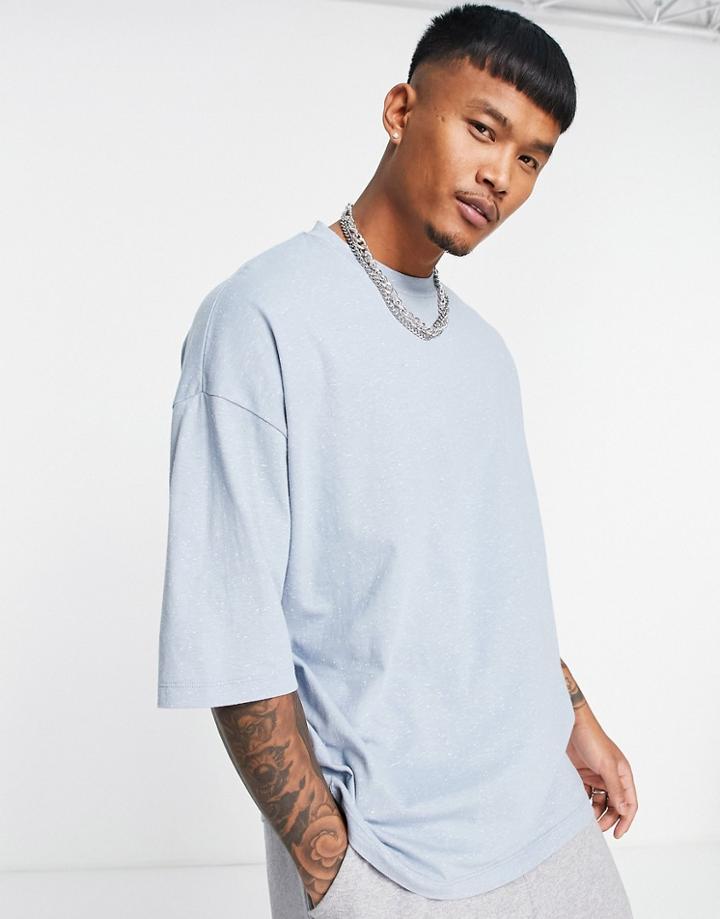 Asos Design Oversized T-shirt In Texture Neppy Fabric In Blue Fog