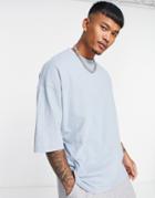 Asos Design Oversized T-shirt In Texture Neppy Fabric In Blue Fog