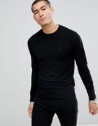 Emporio Armani Crew Neck Logo Sweater In Black - Black