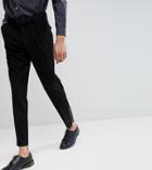 Asos Tall Skinny Crop Smart Pants In Black Waffle Texture With Silver Zips - Black