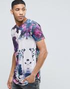 Siksilk Floral T-shirt With Curved Hem - White