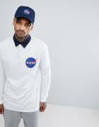 Asos Nasa Longline Long Sleeve Rugby Polo - White