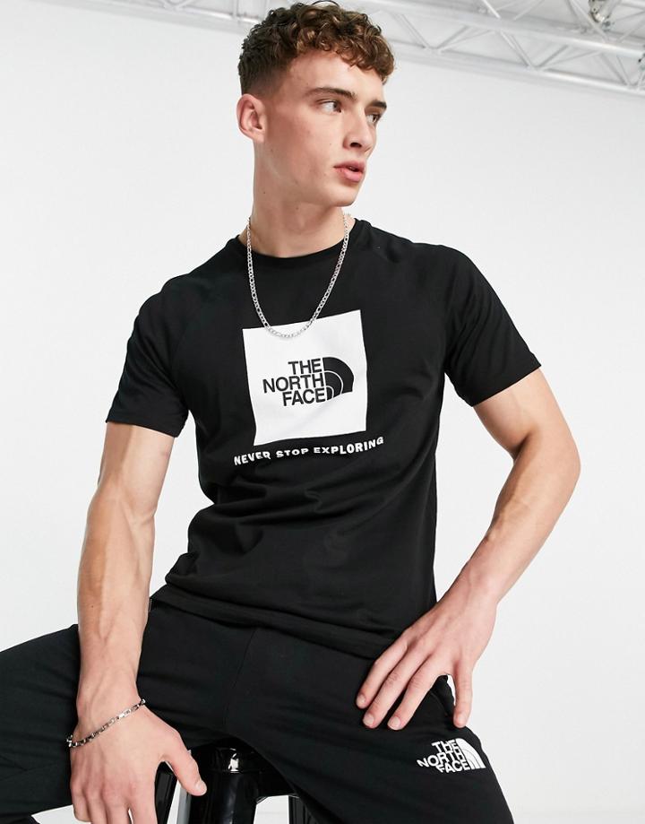 The North Face Raglan Red Box T-shirt In Black-white