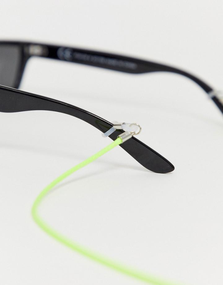 Asos Design Cord Sunglasses Chain In Neon-yellow