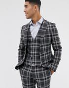 Asos Design Super Skinny Suit Jacket In Gray Check - Gray