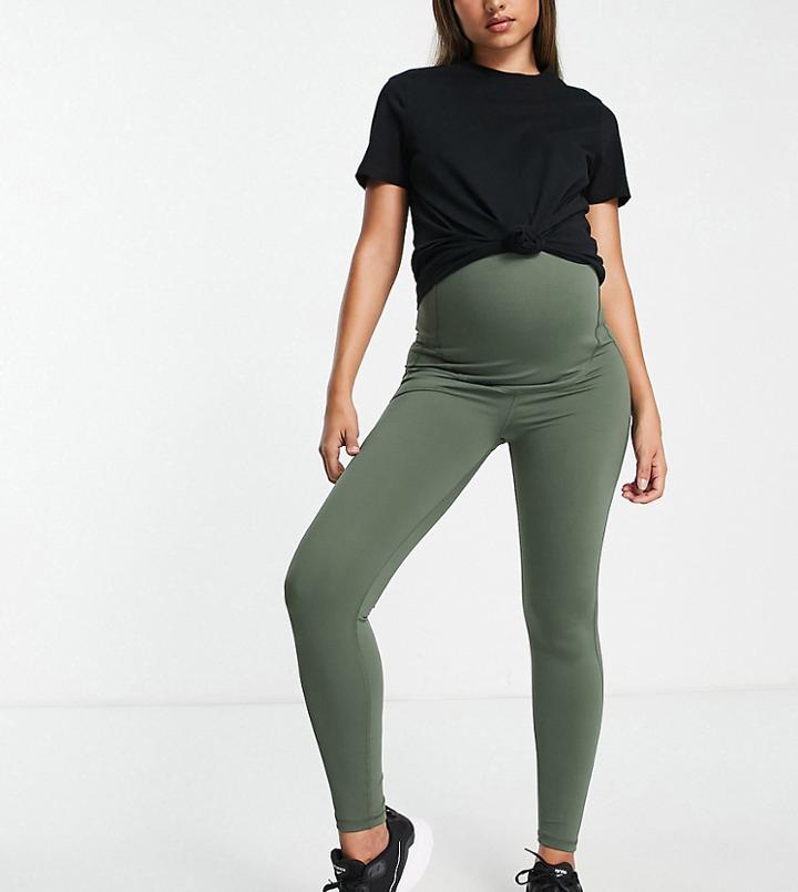 South Beach Maternity Overbump Leggings In Khaki-green